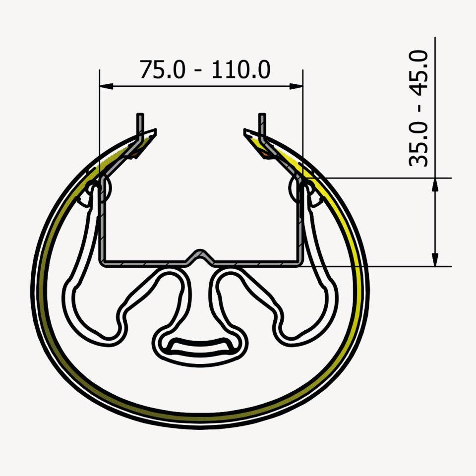 boplan® Regalanfahrschutz RackBull® Large, für 35-45 mm Stützentiefe, flexibel, stapelbar, gelb, Kunststoff, 600mm