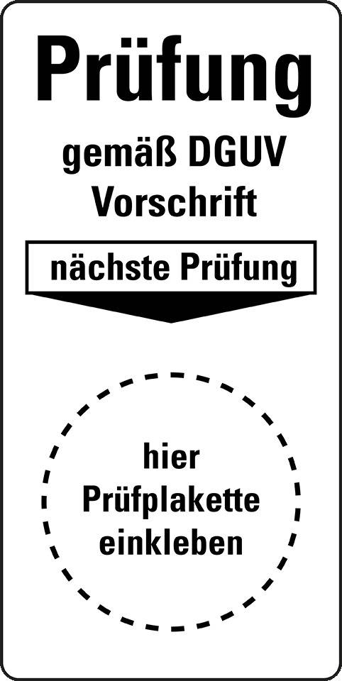 Mini-Grundplakette Prüfung DGUV Vorschrift, nP., Folie, ablösbar, 20x40mm, 16/Bogen, DGUV