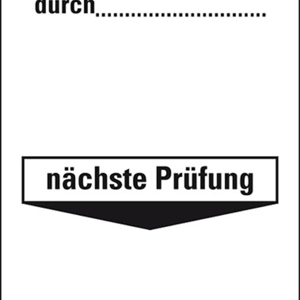 Grundetikett Geprüft nach DGUV Vorschrift durch...nächste Prüfung, Cellulose-Folie, selbstklebend, 40x100mm, 5/Bogen