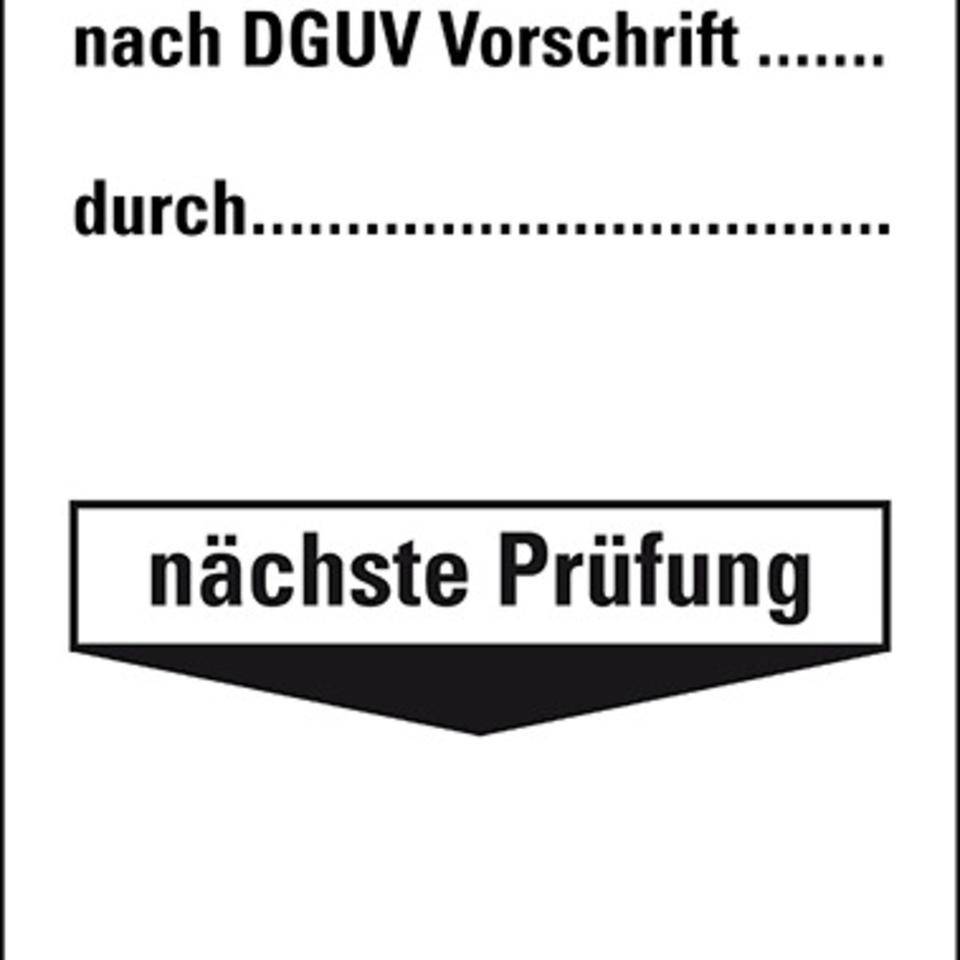 Grundetikett Geprüft nach DGUV Vor..durch..Nächste Prüfung, Kunststoff, 40x100mm, 10/VE, DGUV