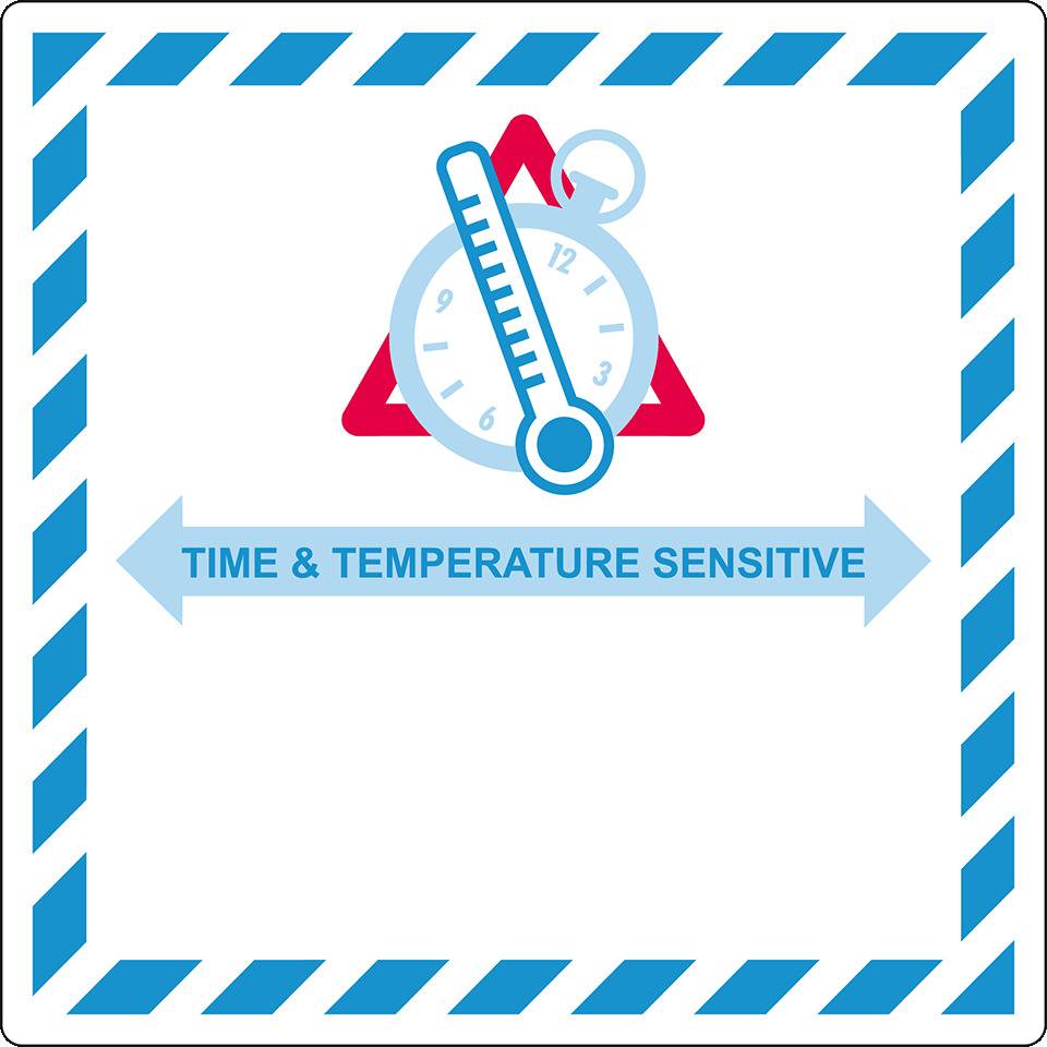 Verp.kennz.Time And Temperature...,IATA,Haftpapier,permanent,100x100mm,2/Bogen