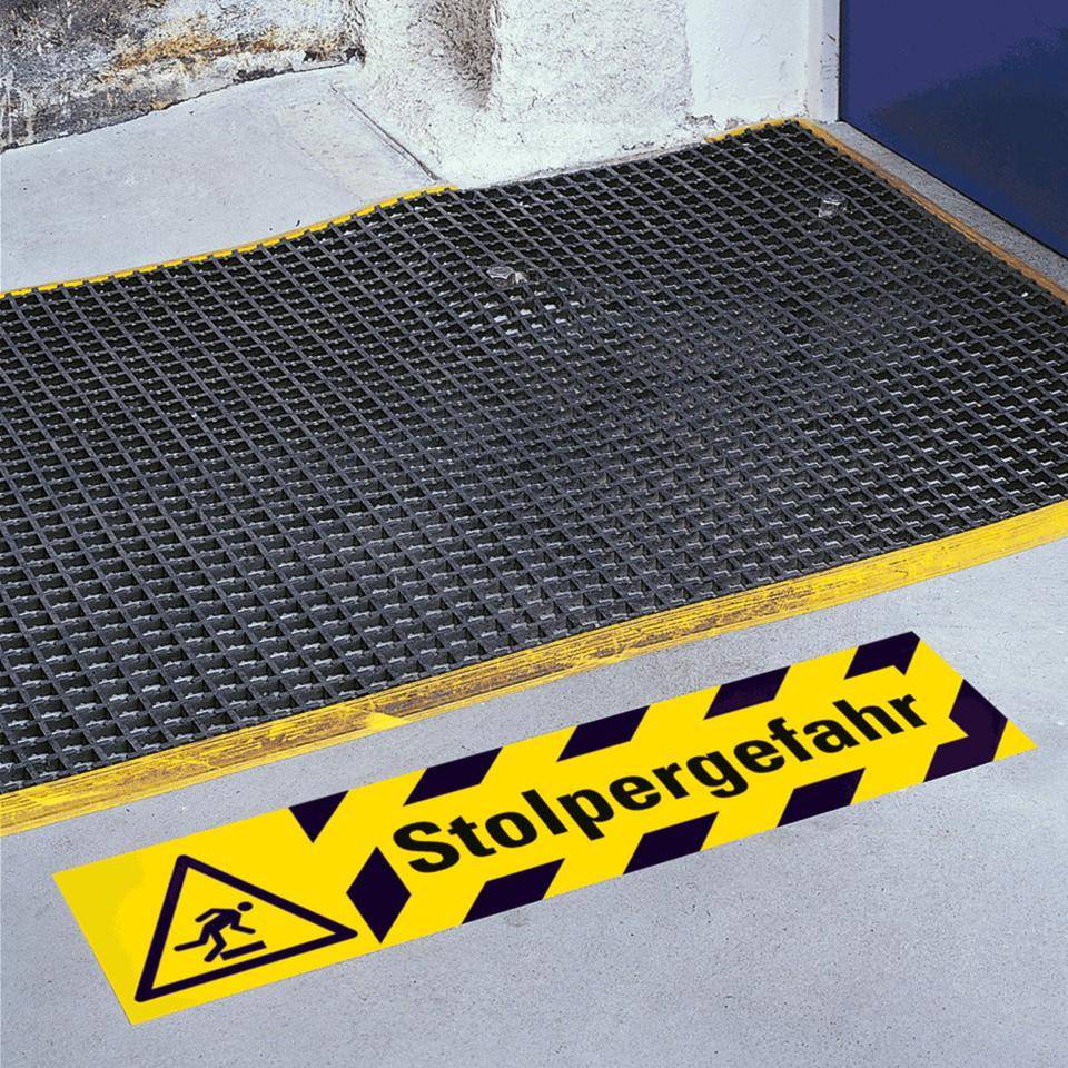 Antirutschbelag Stolpergefahr, R13, gelb/schwarz, selbstklebend, 800x200mm