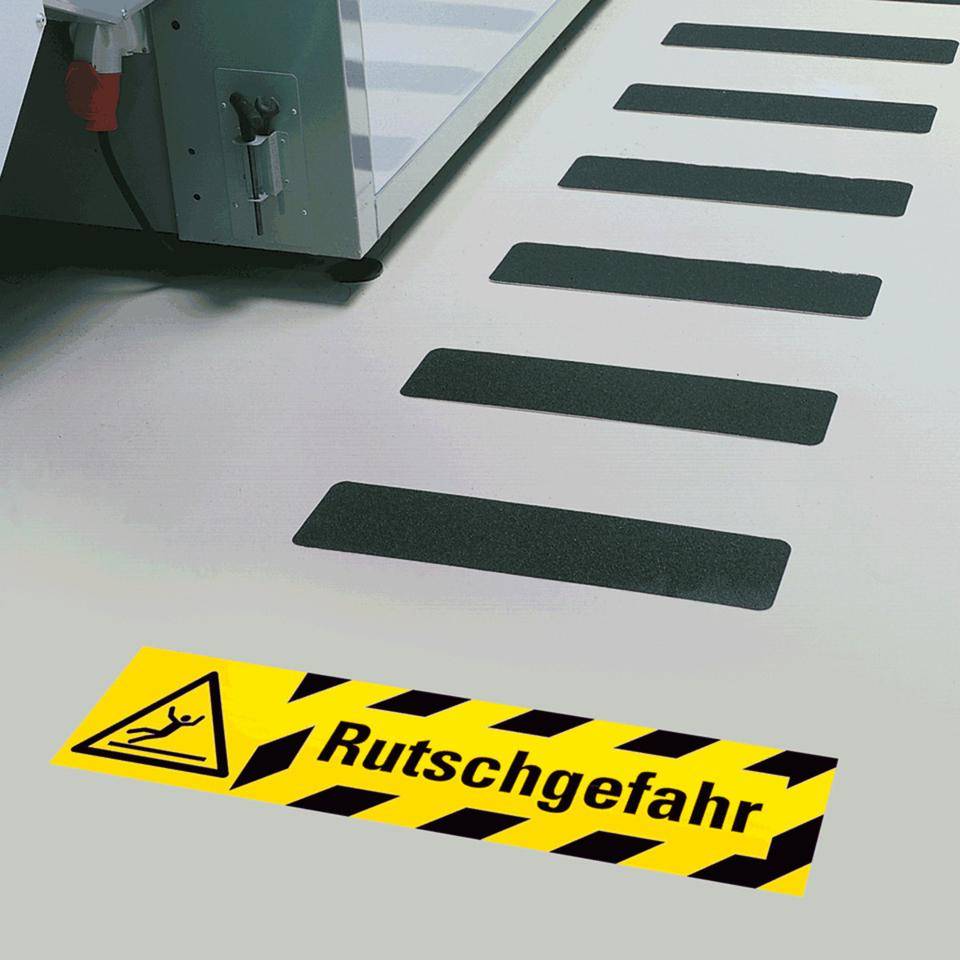 Antirutschbelag Rutschgefahr, R13, gelb/schwarz, selbstklebend, 800x200mm