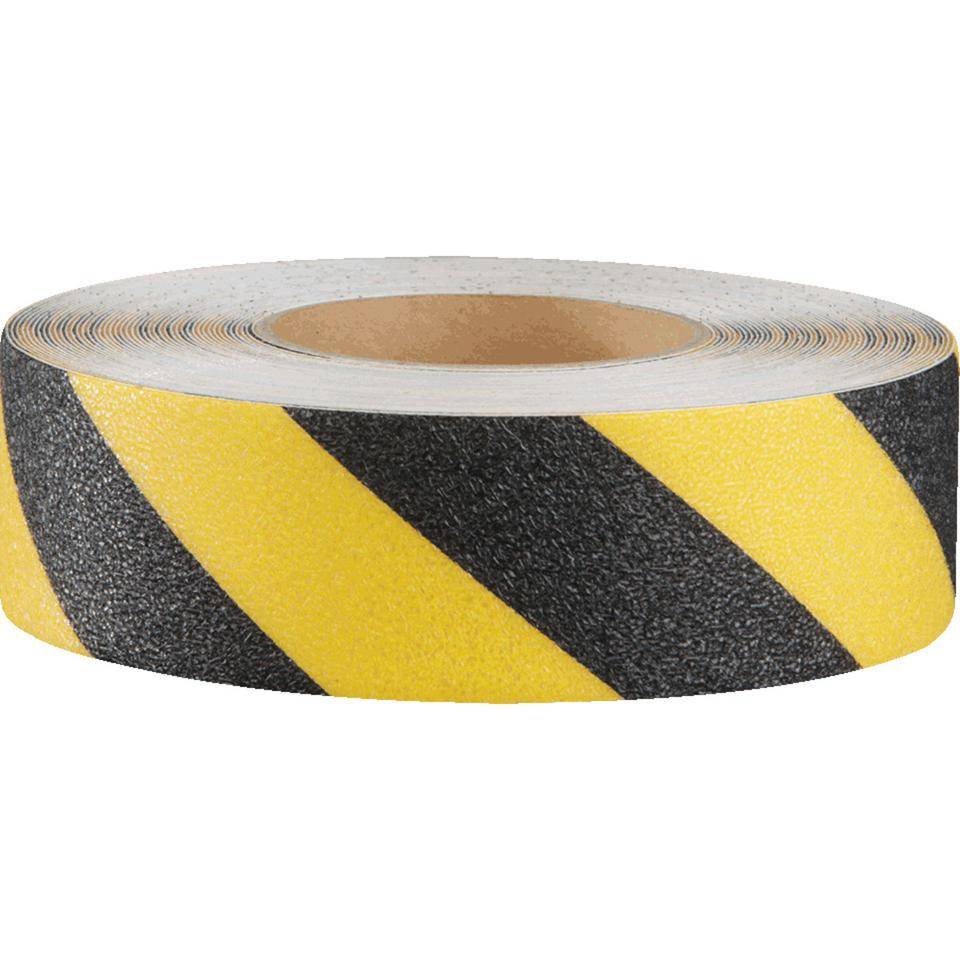K.57 Bodenmarkierungsband Safety, R10, schwarz/gelb, Vinyl, 50mm, 25m/Rolle