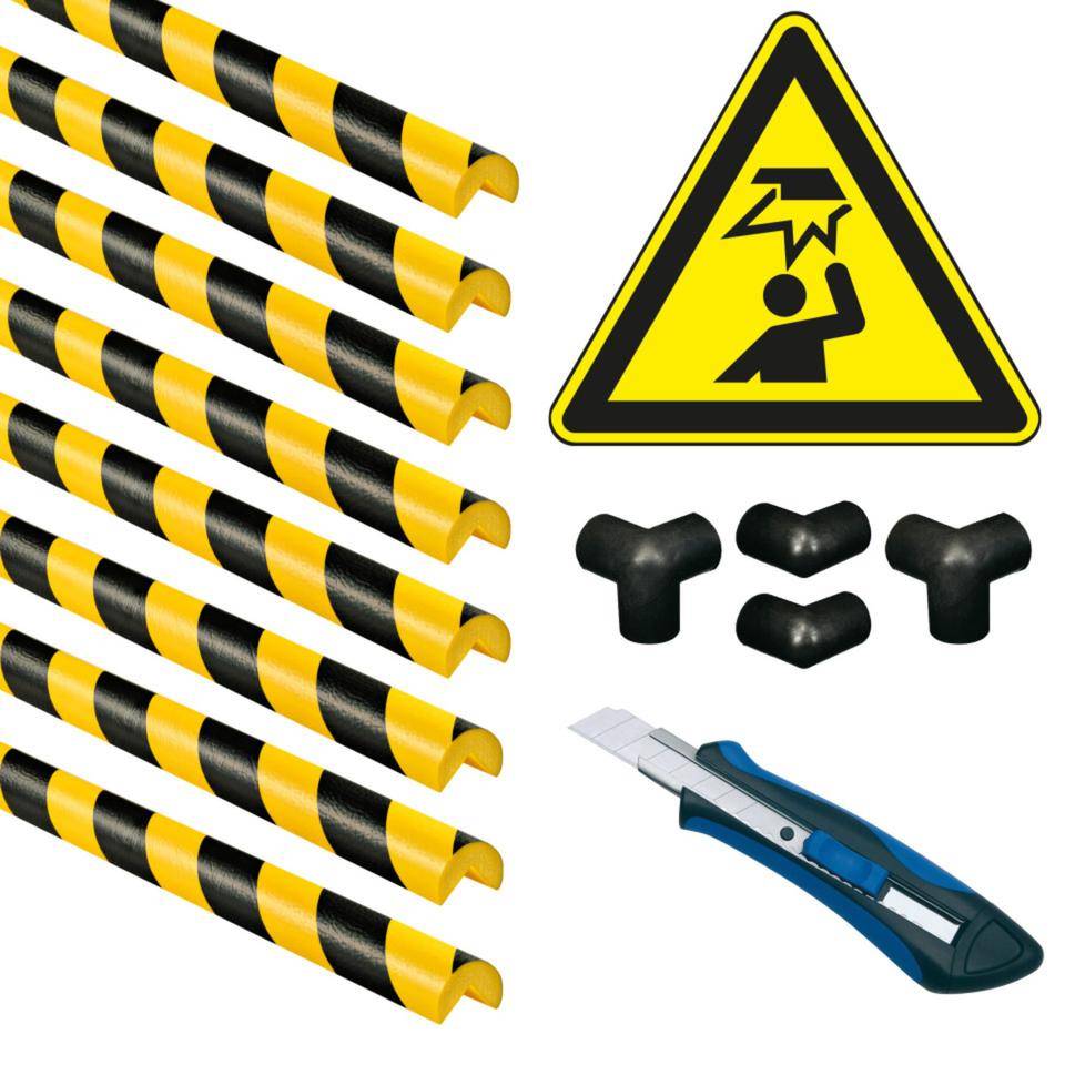 Vorteils-Set All-In Knuffi Eckschutzprofil Typ A, Schutzecken, Cutter, Warnschild