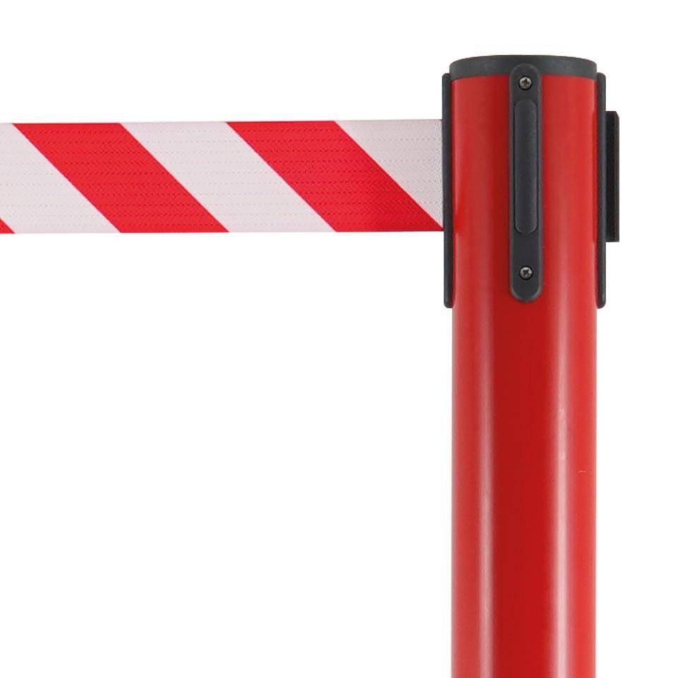 Vorteils-Set Absperrbereich, 2 Gurtpfosten, rot, Aufsteller ACHTUNG!, Zubehör