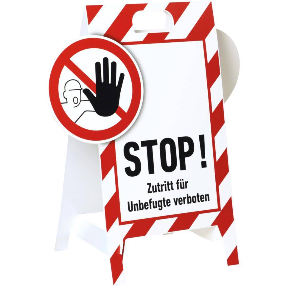 Verbotaufsteller 3D-Optik, ...Unbefugte verboten, 2-spr., Kunststoff, 480x650mm, 300g