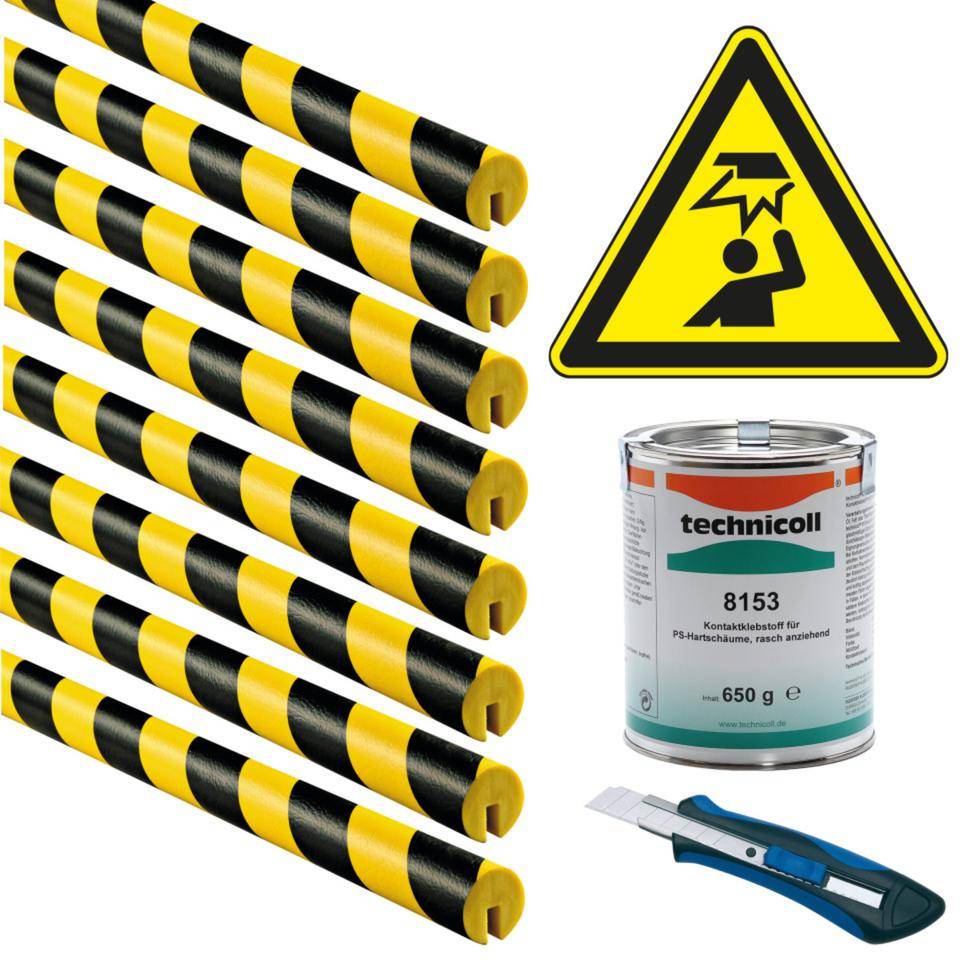 Vorteils-Set All-In Knuffi Kantenschutzprofil Typ B, Cutter, Kleber, Warnschild