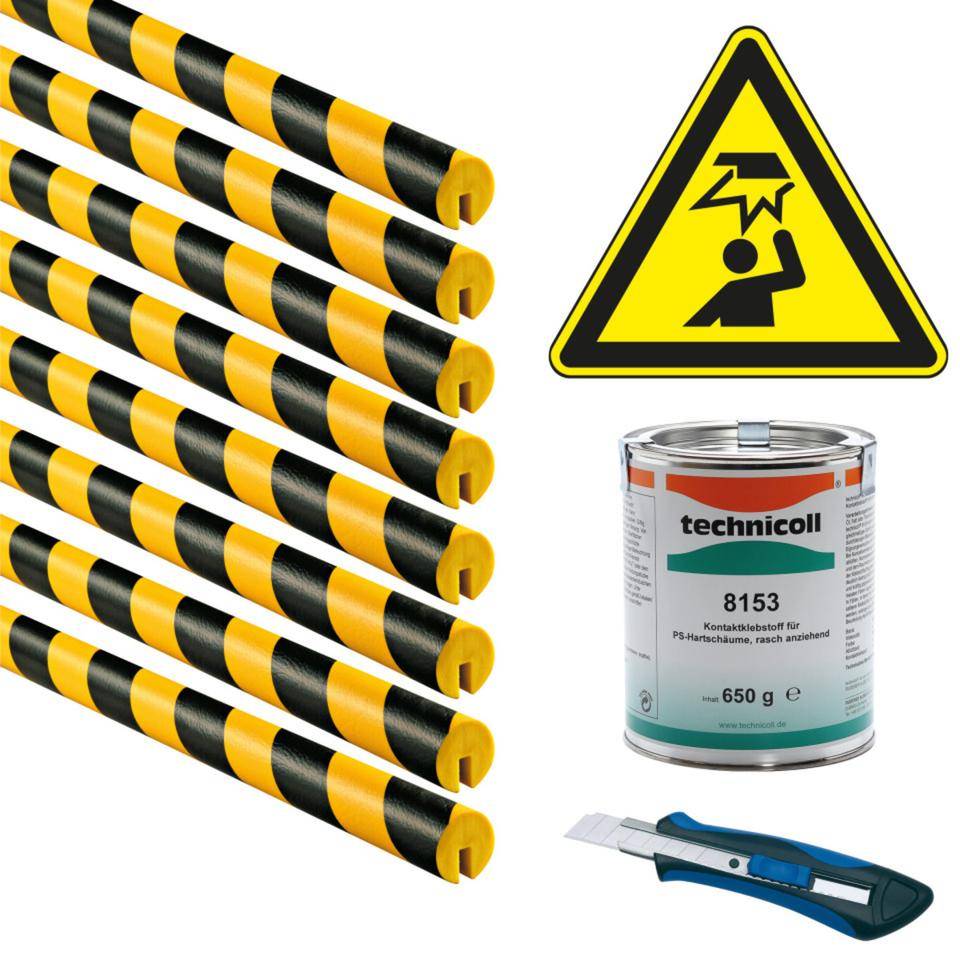 Vorteils-Set All-In Knuffi Kantenschutzprofil B+, Cutter, Kleber, Warnschild