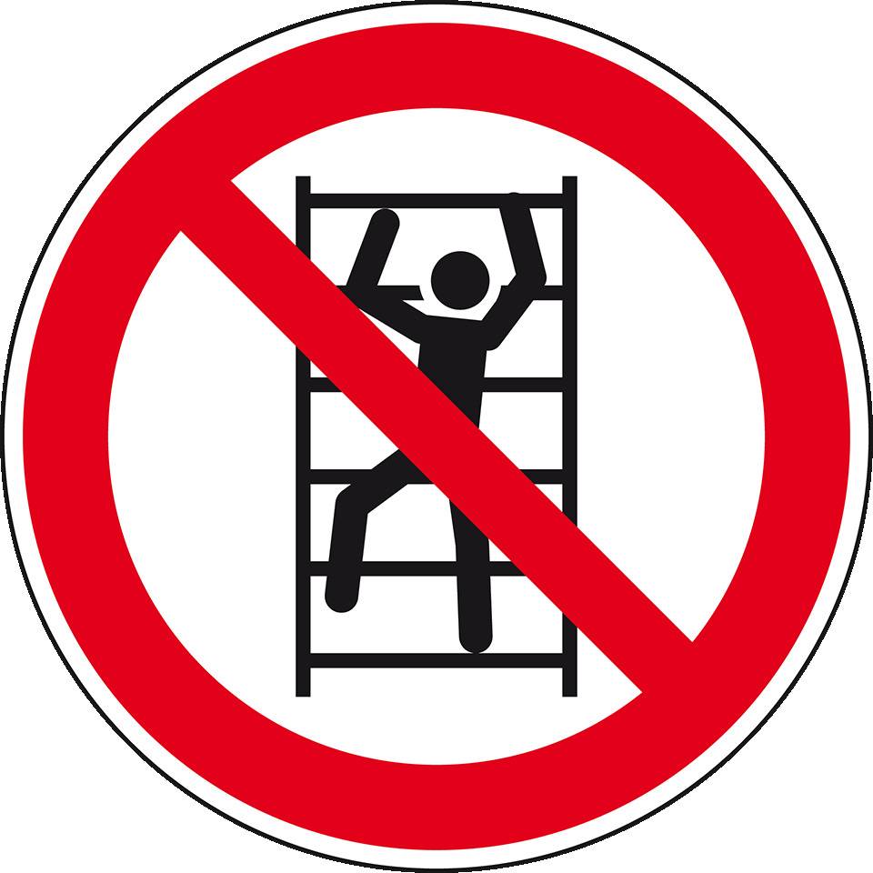 Verbotsschild Aufsteigen verboten, Folie, selbstklebend, Ø 200mm, ASR A1.3, DIN EN ISO 7010 P009