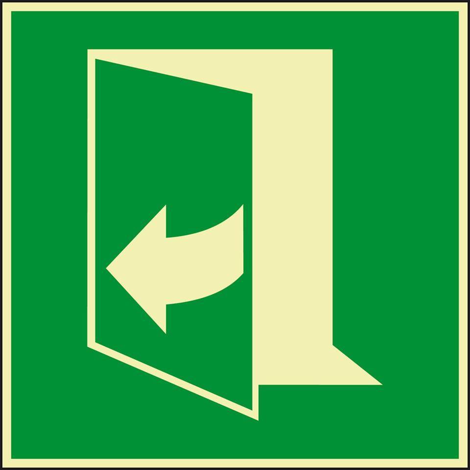 PERMALIGHT® power langnachleuchtend Rettungszeichen Tür öffnet durch Ziehen rechts, Folie, 100x100mm, ASR A1.3, ISO 7010