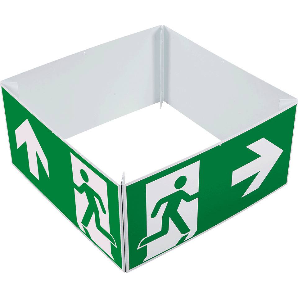 Notausgangswürfel, Notausgang geradeaus/rechts/links/blanko, ASR/ISO, Kunststoff