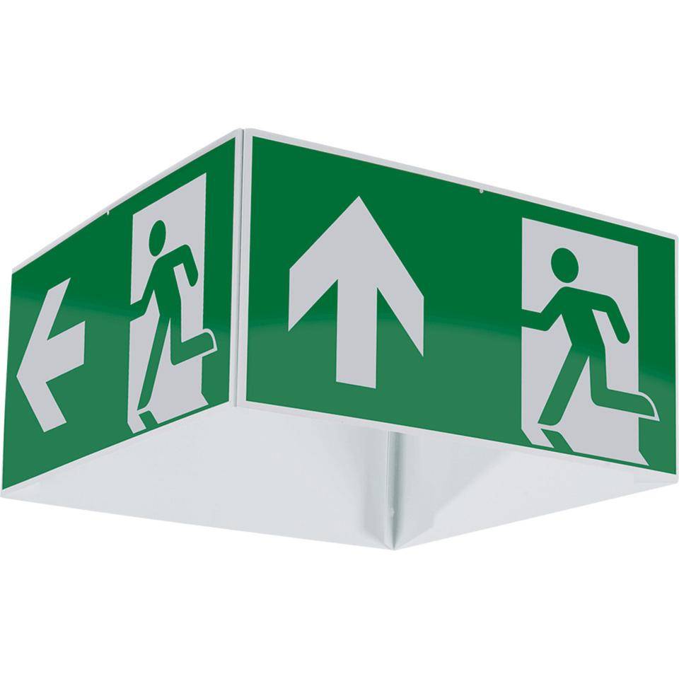 Notausgangswürfel, Notausgang geradeaus/rechts/links/blanko, Kunststoff, ASR A1.3, DIN EN ISO 7010