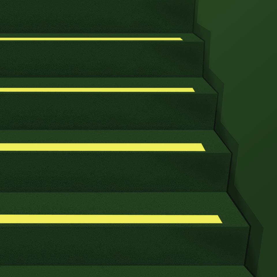 PERMALIGHT® power langnachleuchtend Antirutsch-Bodenband, R10, selbstklebend, 50mm, 16m/Rolle