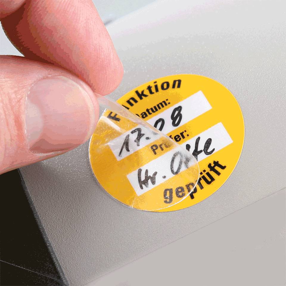 Schutzlaminat für Prüfplaketten Ø 25mm, transparent, Folie, Ø 30mm, 18/Bogen