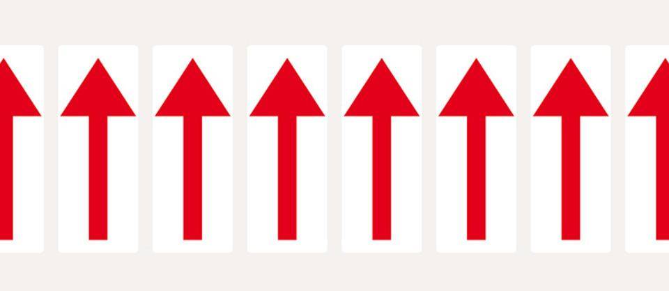 Pfeil, weiß/rot, Folie, Schrifthöhe 50mm, 22x57mm, 160 Stück/VE