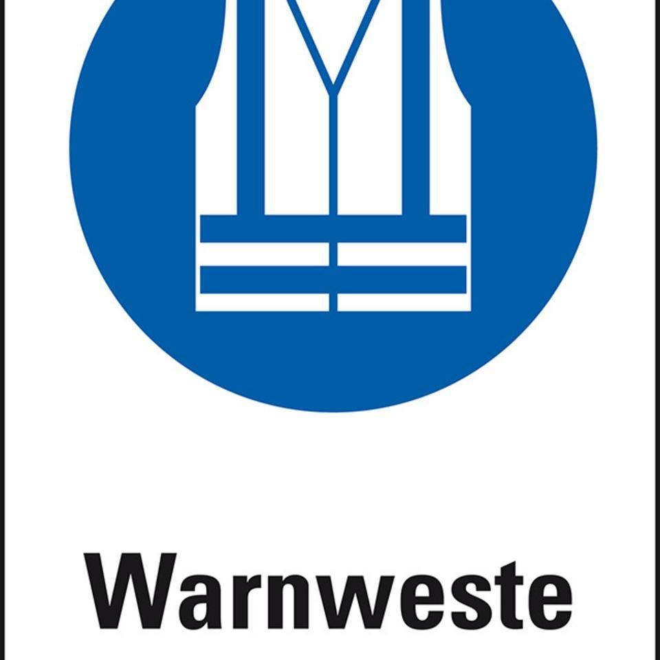 Gebots-Kombischild Warnweste benutzen, Kunststoff, 200x300mm, ASR A1.3, DIN EN ISO 7010 M003 und M015