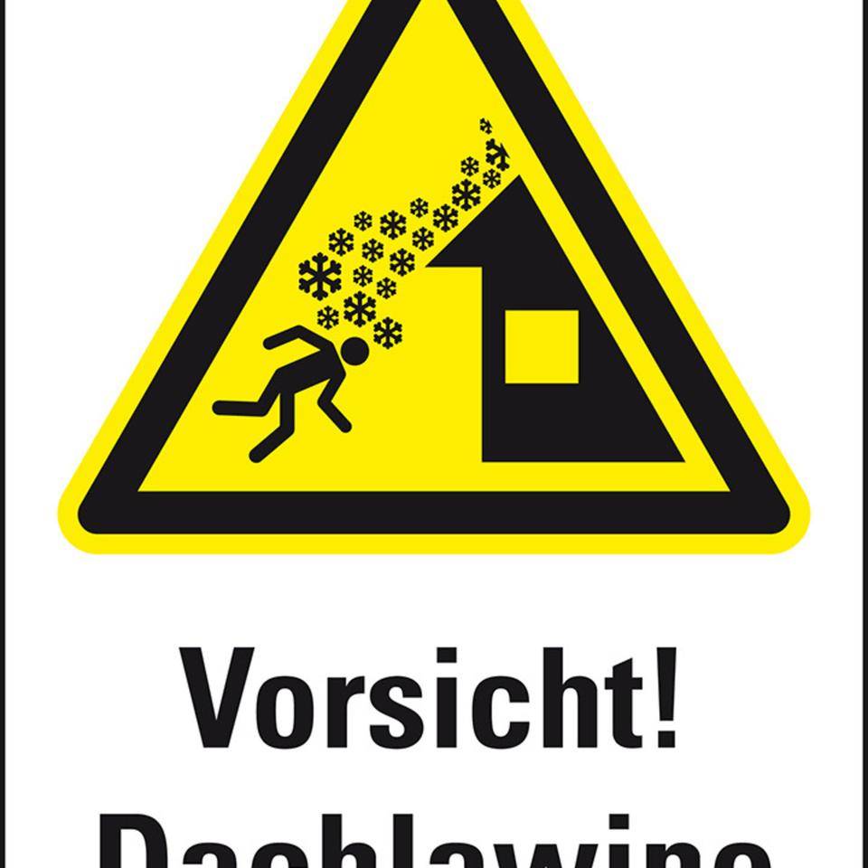 Warn-Kombischild Vorsicht! Dachlawinen, ISO/W040, Aluminium, 300x400mm, DIN EN ISO 7010