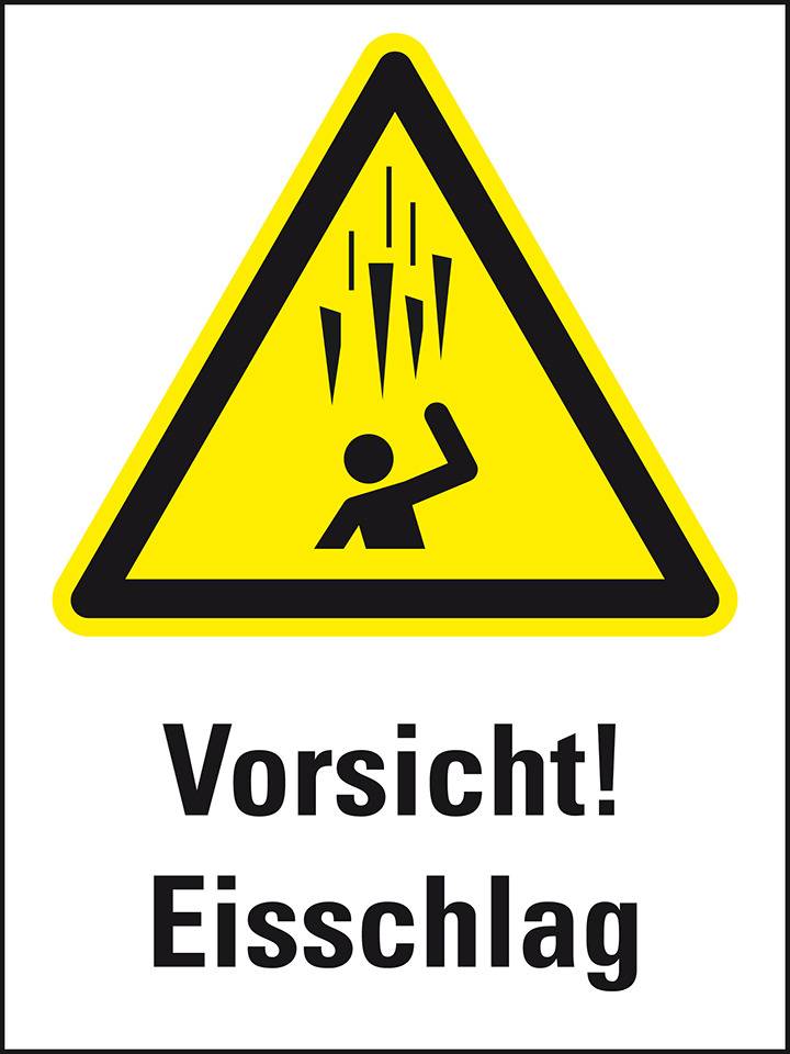 Warn-Kombischild Warnung vor Eisschlag, Aluminium, 300x400mm, DIN EN ISO 7010