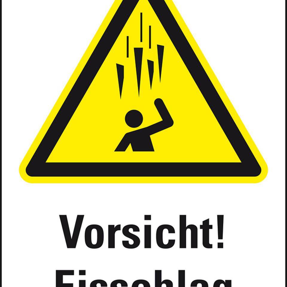 Warn-Kombischild Warnung vor Eisschlag, Aluminium, 300x400mm, DIN EN ISO 7010