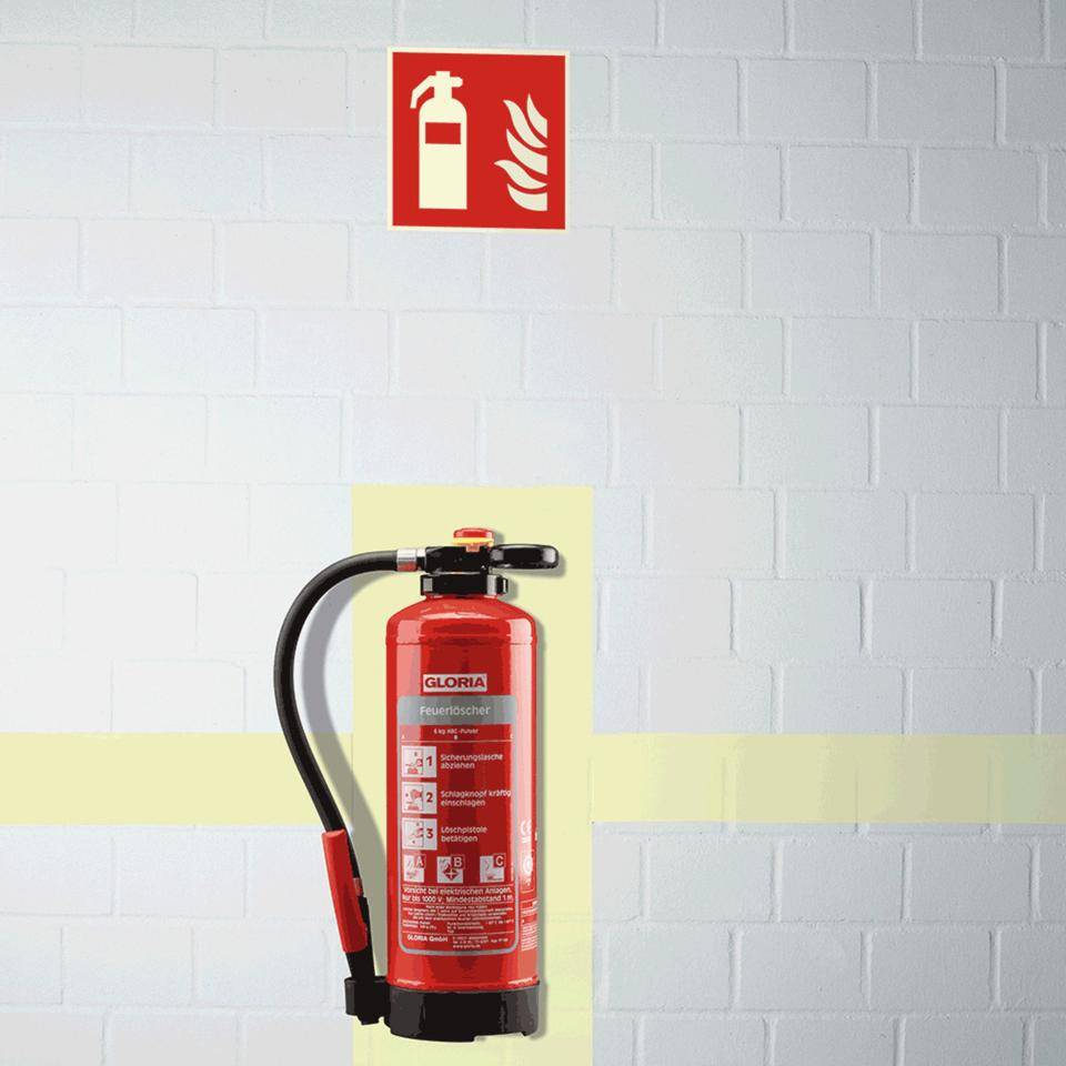 PERMALIGHT® power langnachleuchtend Hinterlegung für Feuerlöscher, Kunststoff, 500x800mm