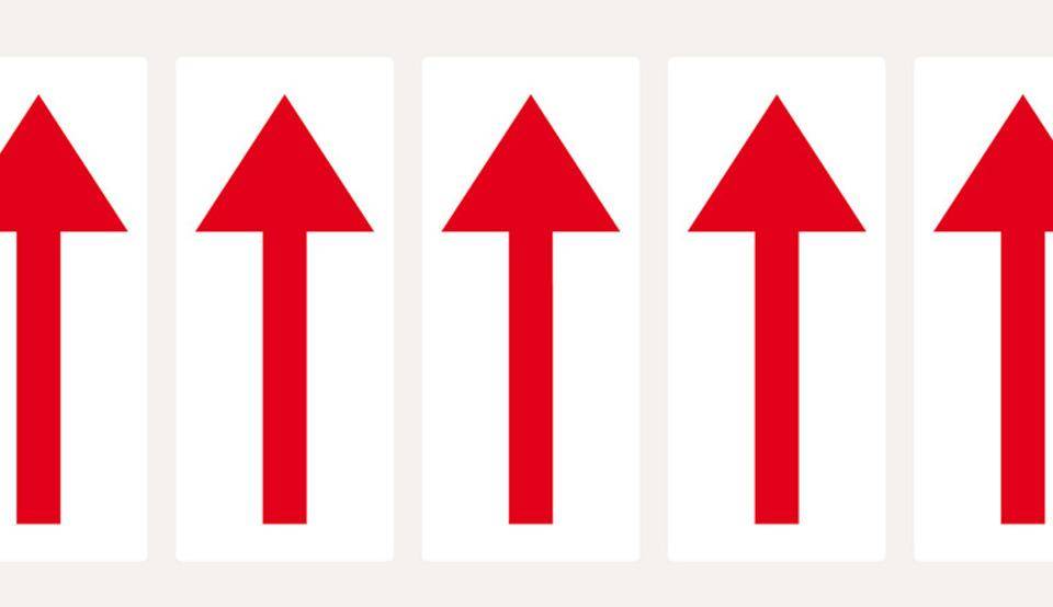Pfeil, weiß/rot, Folie, Schrifthöhe 75mm, 38x88mm, 100 Stück/VE