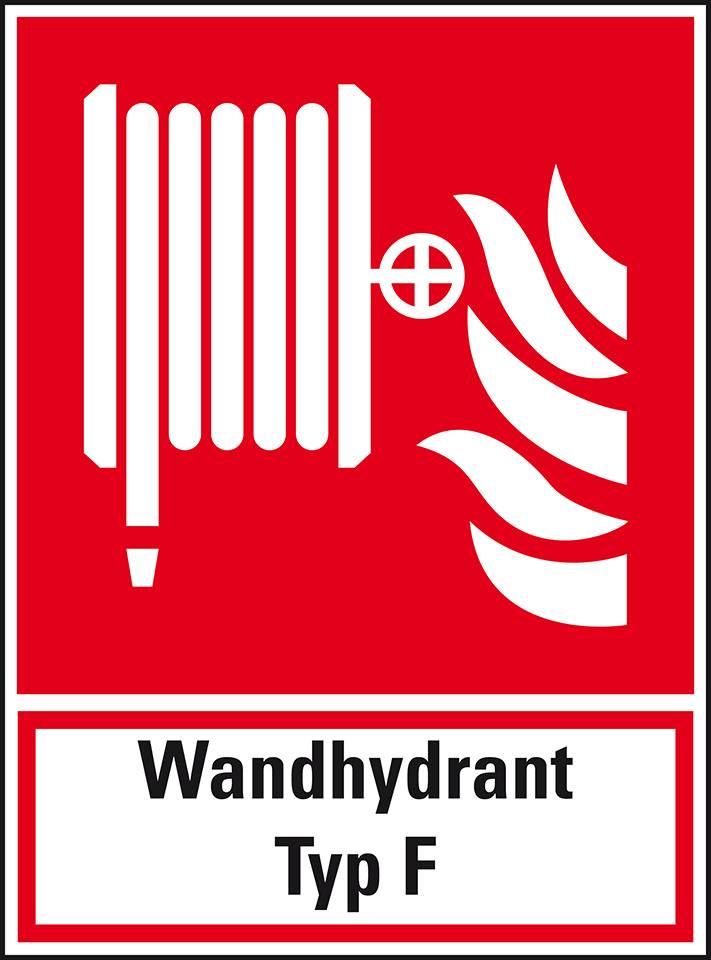 Brandschutz-Kombischild Wandhydrant, Folie, selbstklebend, 200x270mm, ASR A1.3, DIN EN ISO 7010 F002