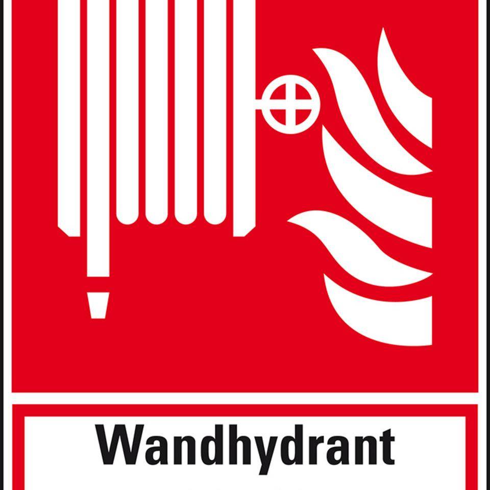 Brandschutz-Kombischild Wandhydrant, Folie, selbstklebend, 200x270mm, ASR A1.3, DIN EN ISO 7010 F002