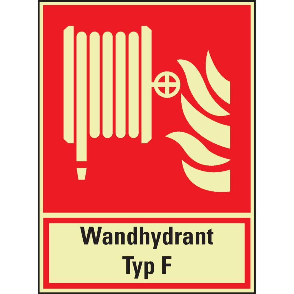 PERMALIGHT® power langnachleuchtend Brandschutz Kombischild Wandhydrant, Aluminium, 200x270mm, ASR DIN EN ISO 7010 F002