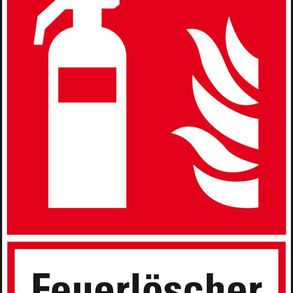 Brandschutz-Kombischild Feuerlöscher, Folie, selbstklebend, 200x270mm, ASR A1.3, DIN EN ISO 7010 F001