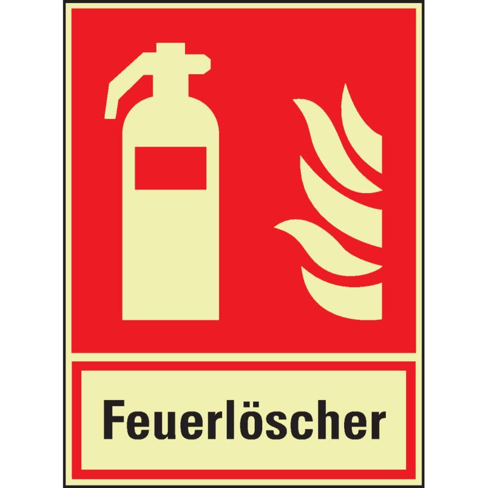 PERMALIGHT® power langnachleuchtend Brandschutz Kombischild Feuerlöscher, Aluminium, 200x270mm, ASR DIN EN ISO 7010 F001