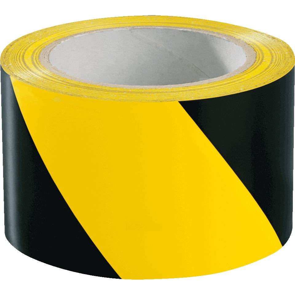 A.M.P.E.R.E. TRAFFIC TAPE, gelb/schwarz schraffiert, PVC, 75mm, 33m/Rolle