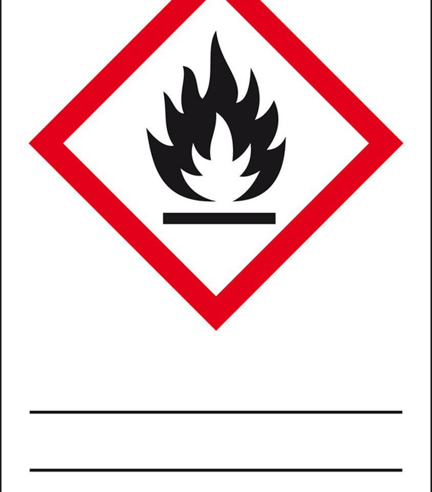 Gefahrensymbol Flamme GHS 02, zum Beschriften u.Laminieren, Folie, 37x52mm, 4/Bogen