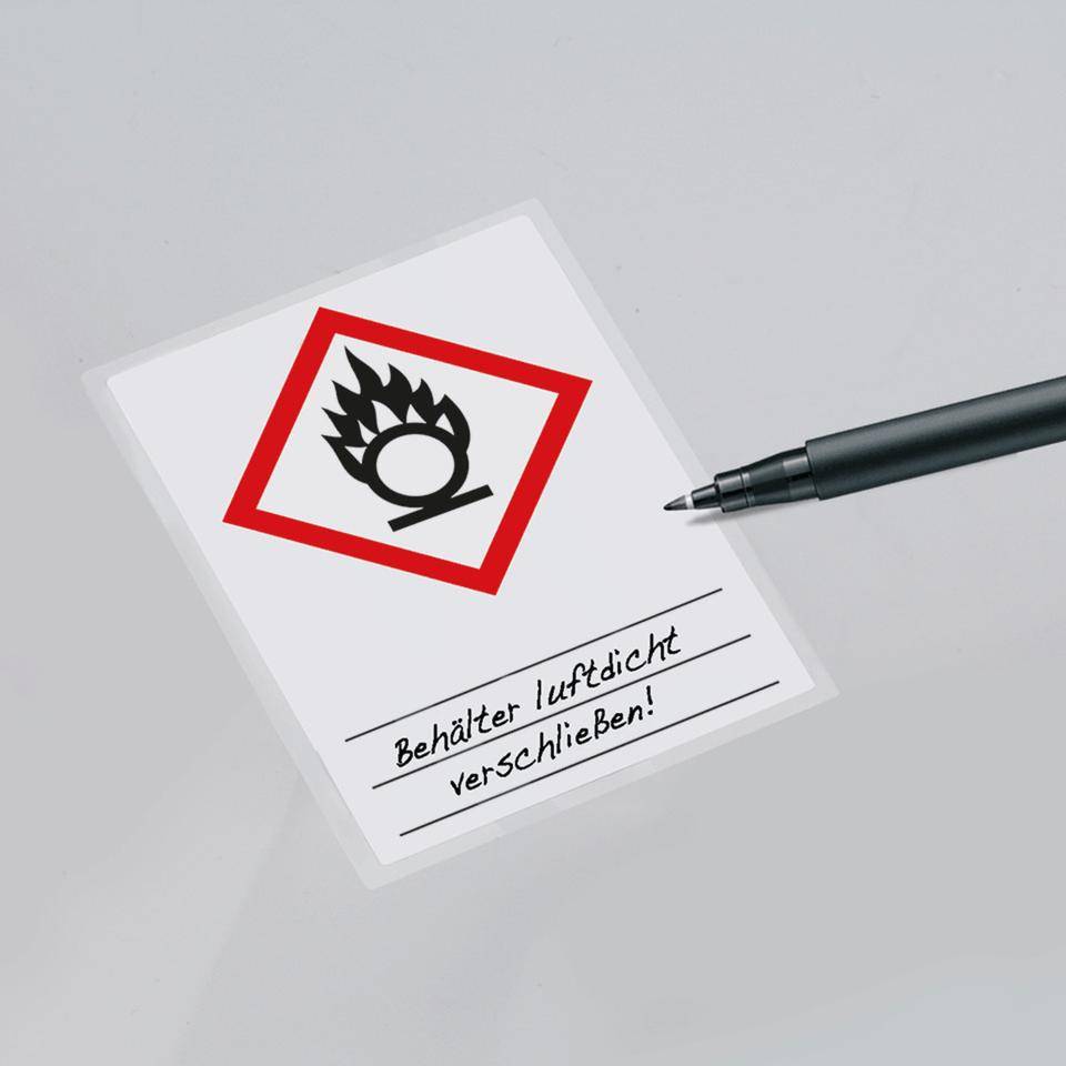 Gefahrensymbol Flamme/Kreis GHS 03, z.Beschriften u.Laminieren, Folie, 37x52mm, 4/BOG