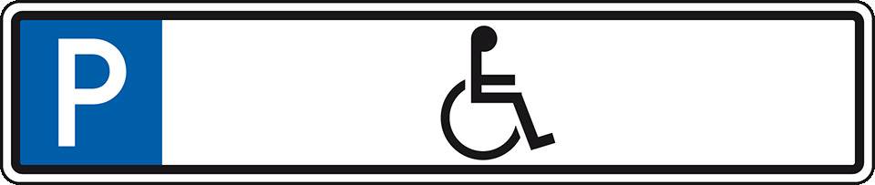 Parkplatzreservierungsschild Behinderte, mit Befestigungsset 2, 520x110mm