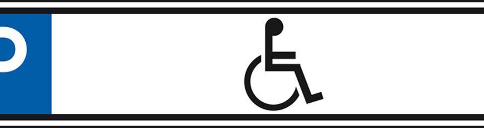 Parkplatzreservierungsschild Behinderte, ohne Befestigungsset, 520x110mm