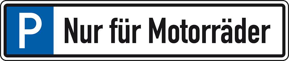 Parkplatzreservierungsschild Motorräder, mit Befestigungsset 2, 520x110mm