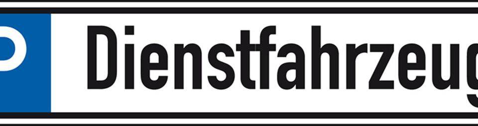 Parkplatzreservierungsschild Dienstfahrzeug, ohne Befestigungsset, 520x110mm
