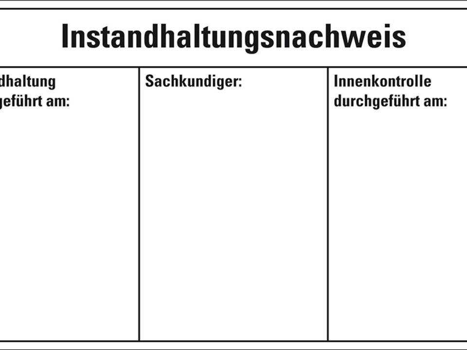 Instandhaltungsnachweis Feuerlöscher, DIN 14406-4, Folie, ablösbar, 100x60mm, 15/Heft
