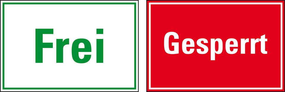 Doppelseitiges Magnetschild Frei-Gesperrt, Magnetfolie, 150x100mm