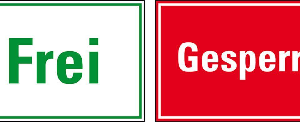 Doppelseitiges Magnetschild Frei-Gesperrt, Magnetfolie, 300x200mm