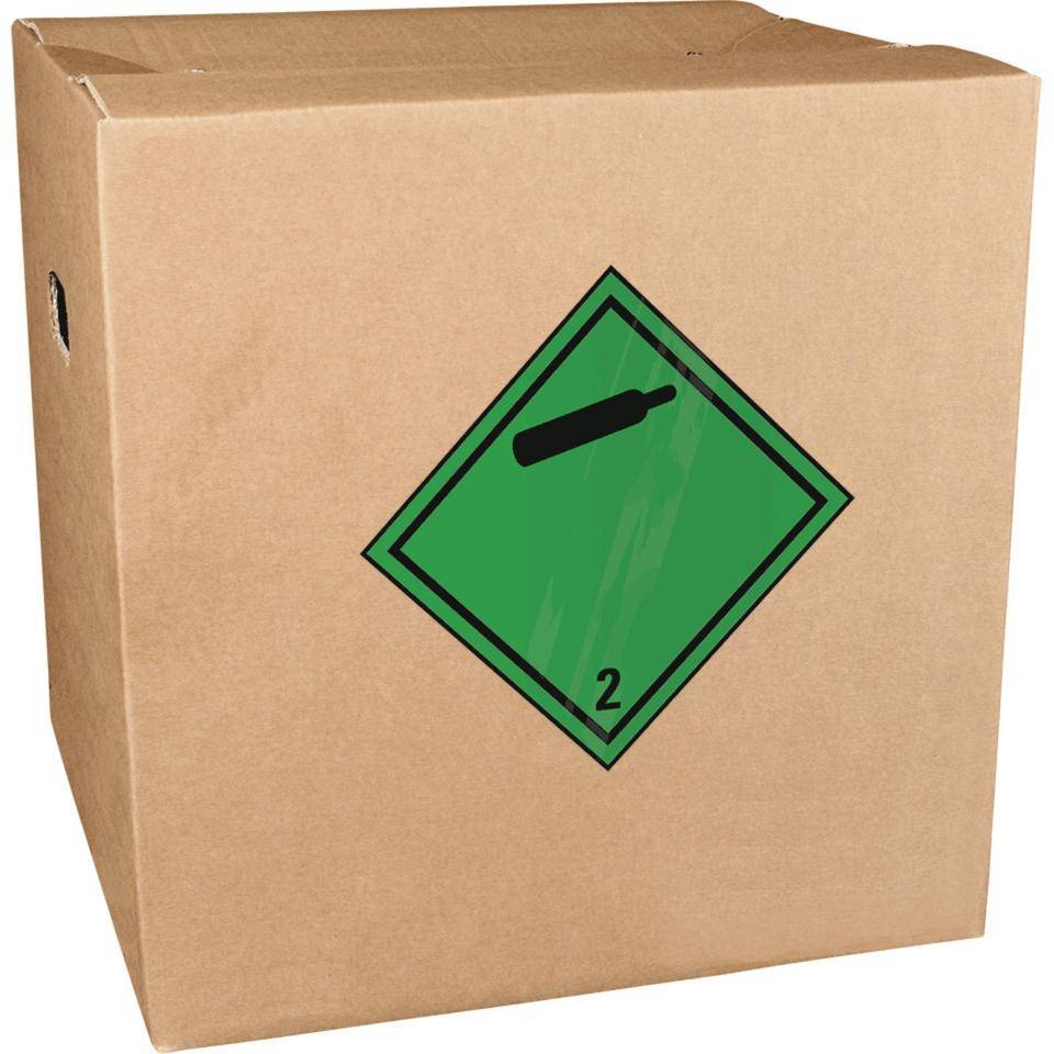 Verpackungskennzeichen Kl. 2.2 Nicht entflamm..., Folie, seewasserbeständig, 100x100mm, 500/Rolle, IMDG-Code, GGVSEB