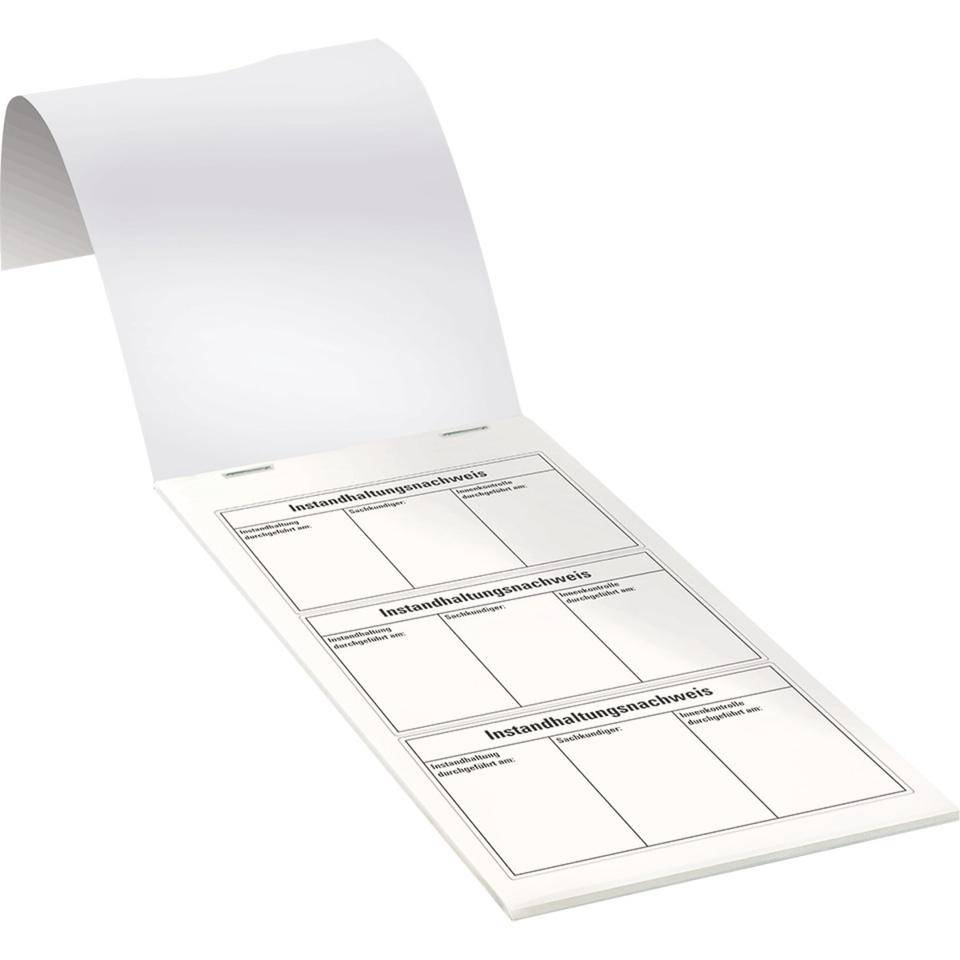 Instandhaltungsnachweis Feuerlöscher, DIN 14406-4, Folie, ablösbar, 100x60mm, 15/Heft