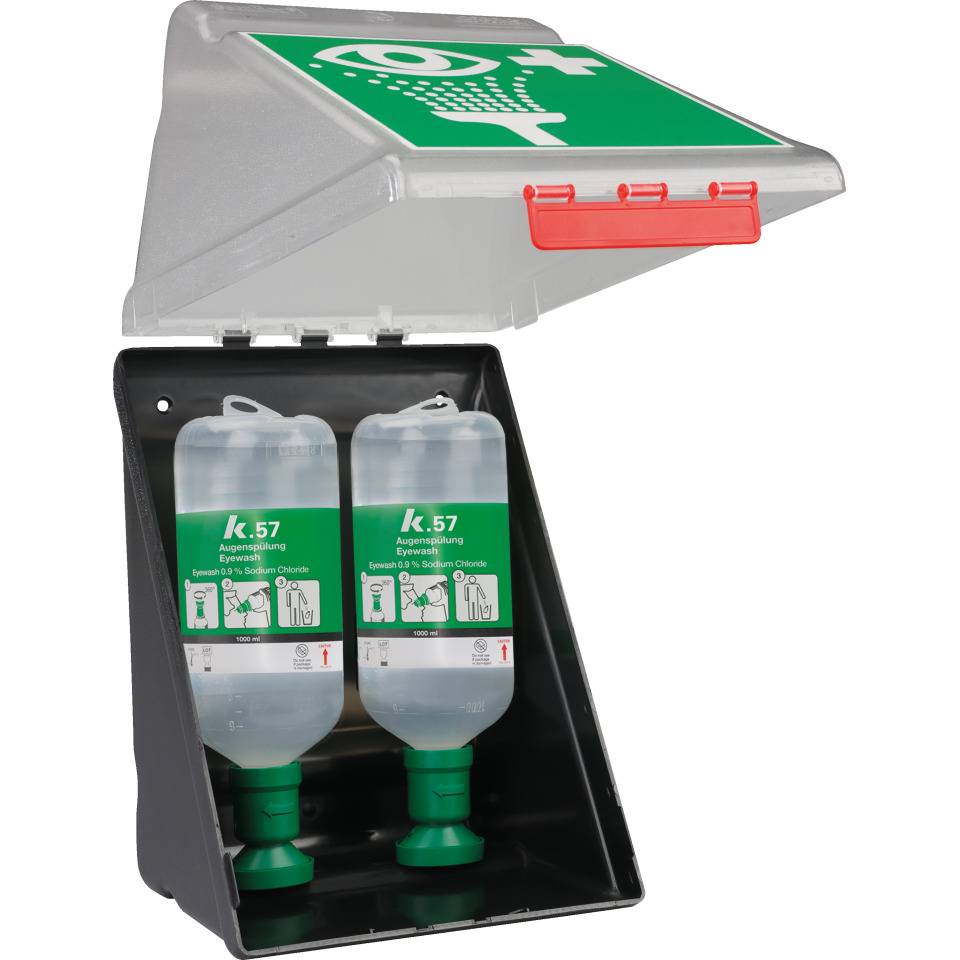 SecuBox® Augenspülstation, Pikto EN ISO 7010, 2x1000ml-Flaschen, 236x315x200mm
