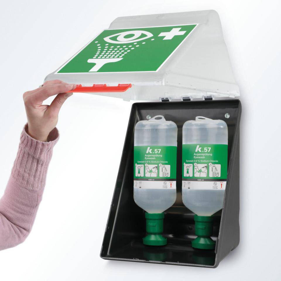 SecuBox® Augenspülstation, Pikto EN ISO 7010, 2x1000ml-Flaschen,236x315x200mm