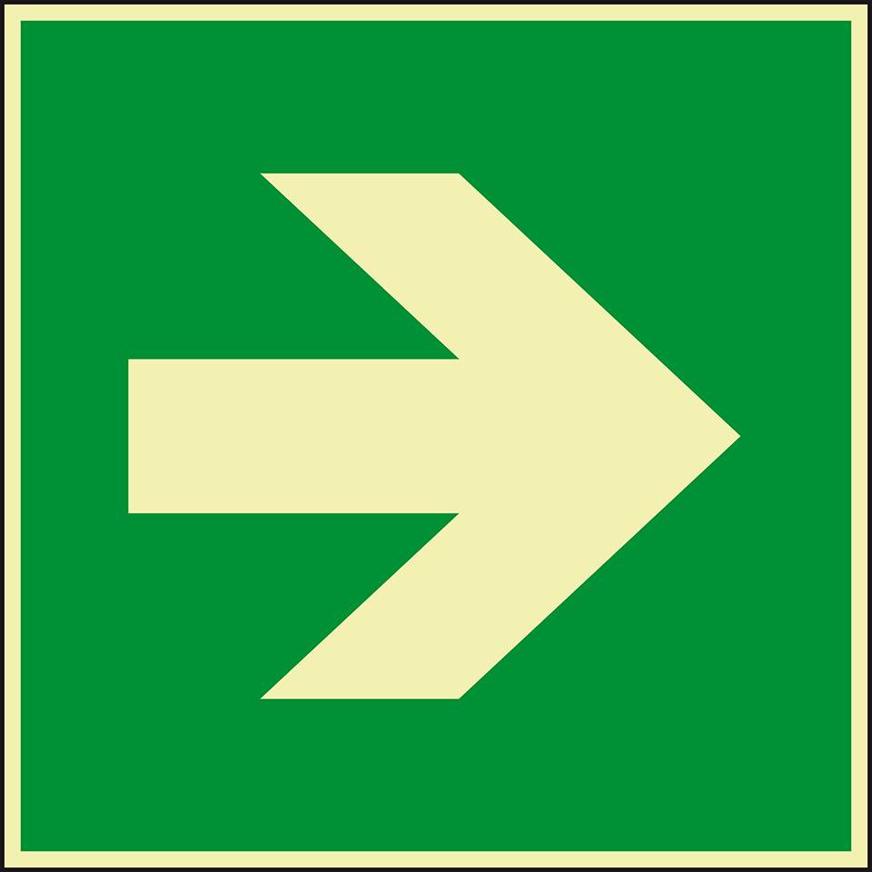 PERMALIGHT® power langnachleuchtend Bodenzeichen Richtungspfeil gerade, ASR, R10, Folie, 400x400mm