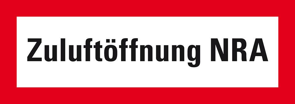 Feuerwehrzeichen Zuluftöffnung NRA, DIN 4066, Folie, selbstklebend, 297x105mm, DIN 4066