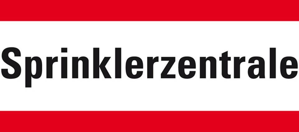 Feuerwehrzeichen Sprinklerzentrale, DIN 4066, Folie, selbstklebend, 297x105mm, DIN 4066