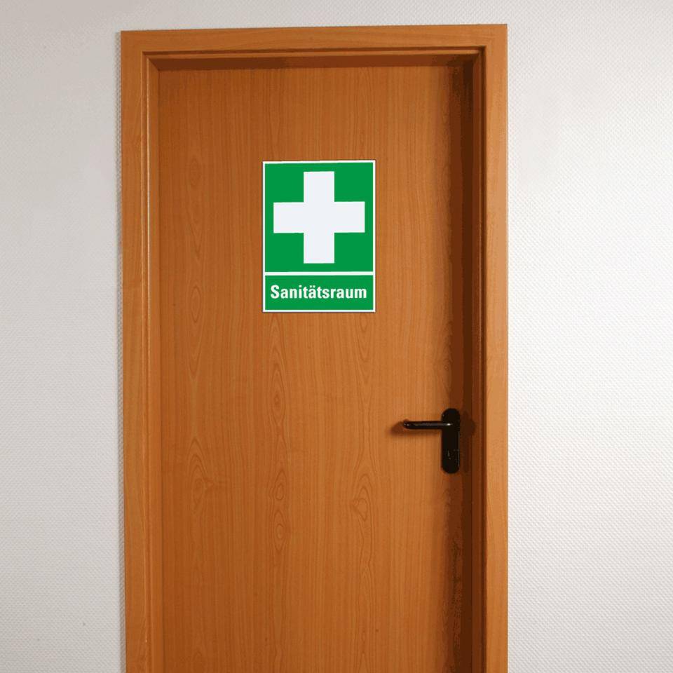Rettungs-Kombischild Erste Hilfe, Sanitätsraum, Kunststoff, 300x400mm, ASR A1.3, DIN EN ISO 7010 E003