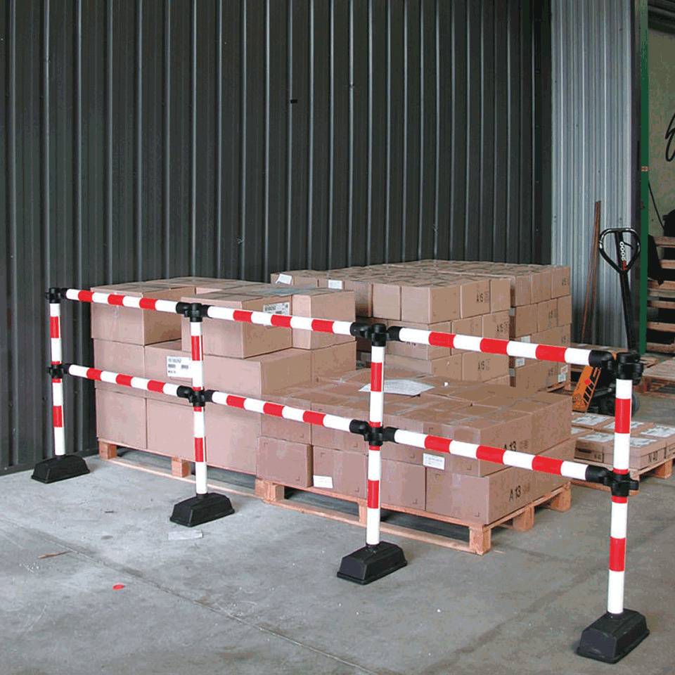 Express-Absperrung, 1m-Modul mit zwei Querstangen, rot/weiß, Höhe 940mm